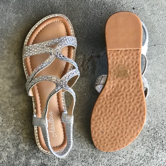 Italina Silver Rhinestone Embellished Flat Sandal - Picture 8 of 8